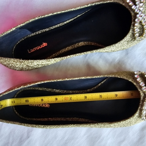 Larroude Lee Crystal-Embellished Lurex Flats Sz 11 - Picture 12 of 12